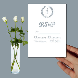 Dusty Blue Monogram Utandning Vit OSA kort