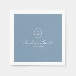 Dusty Blue  Monogram Wedding Crest Pappersservett