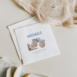 Dusty Blue Monster Lastbil Birthday Pappersservett