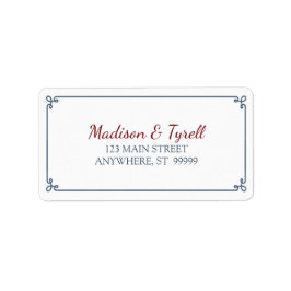 Dusty Blue & Mörk Red Adress Adressetikett