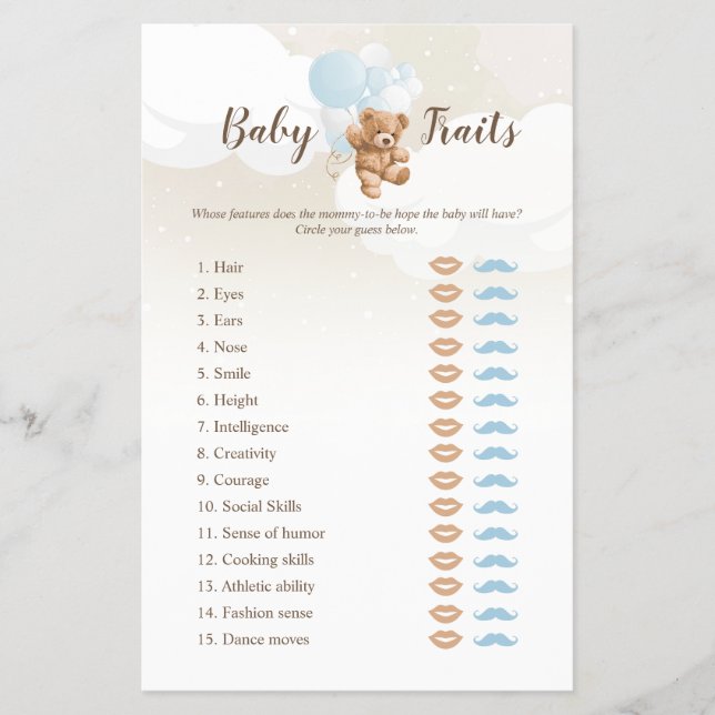 Dusty Blue Nalle Baby Traits Game Flyer (Framsidan)