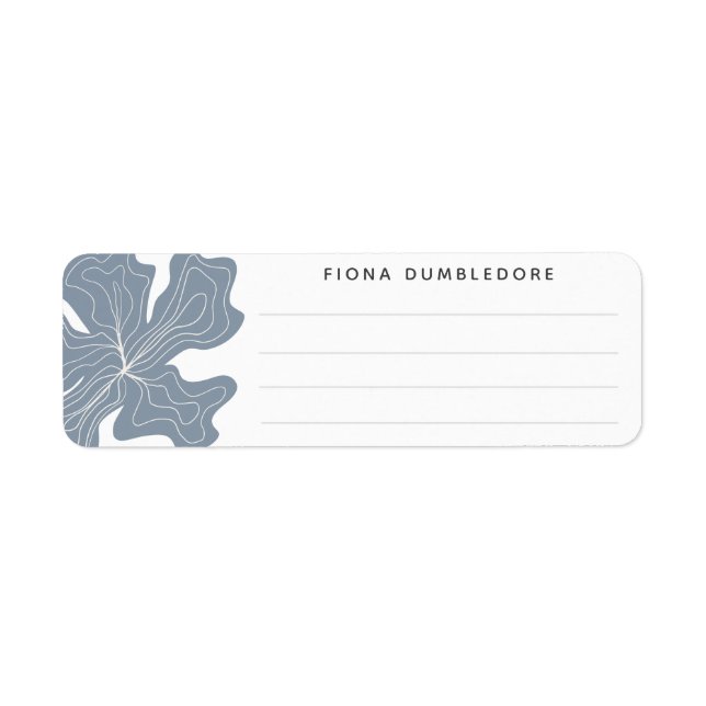 Dusty Blue Namn Lining Blank Template Herb Blommig Returadress Etikett (Framsidan)