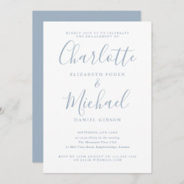 Dusty Blue Namnteckning Förlovningsfest Inbjudningar
