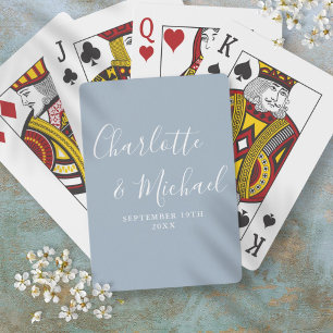Dusty Blue - Namnteckning skript Casinokort