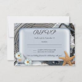 Dusty Blue Nautical Bröllop OSA Card Inbjudningar