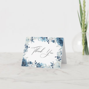 Dusty Blue Navy Blommigt Tack Kort