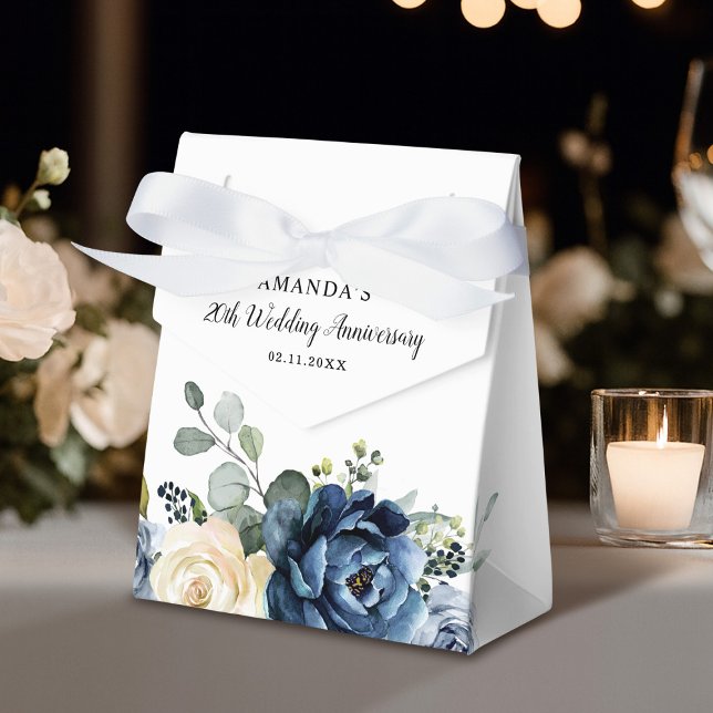 Dusty Blue Navy Champagne Bröllop-årsdag Presentaskar (Dusty Blue Navy Champagne Wedding Anniversary Favor Boxes)