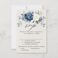 Dusty Blue Navy Champagne Elfenbensvit Blommig Brö
