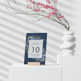 Dusty Blue Navy Champagne Elfenbensvit Bröllop  Bordsnummer