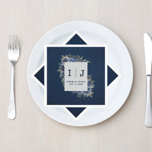 Dusty Blue Navy Champagne Elfenbensvit Bröllop Pappersservett
