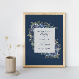 Dusty Blue Navy Champagne Elfenbensvit Bröllop  Poster