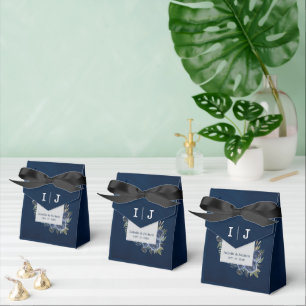 Dusty Blue Navy Champagne Elfenbensvit Bröllop Presentaskar