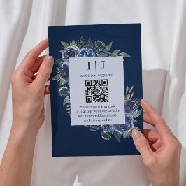 Dusty Blue Navy Champagne Elfenbensvit Bröllop  Tilläggskort