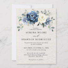 Dusty Blue Navy Champagne Ivory Blommigt Bröllop I