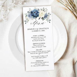 Dusty Blue Navy Champagne Ivory Blommigt Bröllop Meny