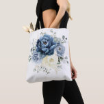 Dusty Blue Navy Champagne Ivory Blommigt Bröllop Tygkasse<br><div class="desc">Blåsäck i Dusty blue blommigt bröllop med elegant bouquet av marinblått,  royal blått,  vitt,  guld,  champagne elfenben,   färg ro,  ranunkulusblomknoppar och grönt eucalyptus löv och elegant vattenfärgad bukett. Kontakta mig om du behöver hjälp med anpassningen eller om du behöver någon annan produkt med den här designen.</div>
