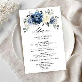 Dusty Blue Navy Champagne Ivory Bröllop Menu
