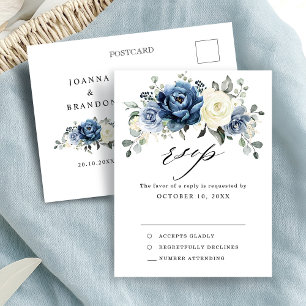 Dusty Blue Navy Champagne Ivory Bröllop OSA Vykort