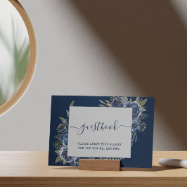 Dusty Blue Navy Champagne Ivory Bröllop Poster
