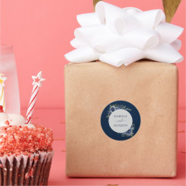 Dusty Blue Navy Champagne Ivory Bröllop Runt Klistermärke