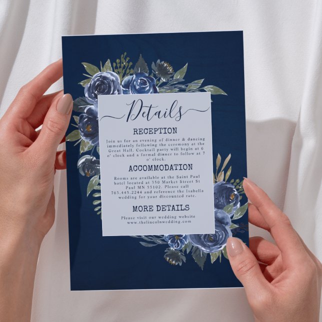 Dusty Blue Navy Champagne Ivory Bröllop Tilläggskort (Dusty Blue Navy Champagne Ivory Wedding Supplies)
