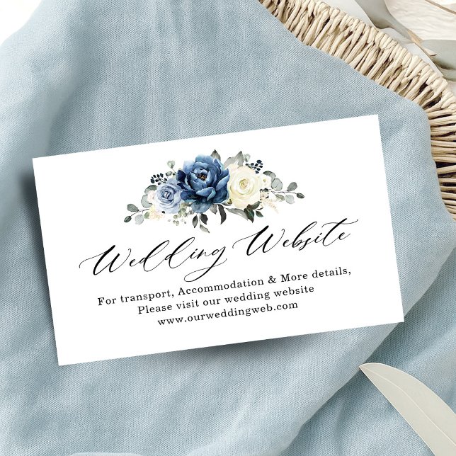 Dusty Blue Navy Champagne Ivory Bröllop webbplats Tilläggskort (Dusty Blue Navy Champagne Ivory Wedding Website Enclosure Card)