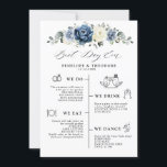 Dusty Blue Navy Champagne Ivory Bröllopsprogram Inbjudningar<br><div class="desc">Dusty blue blommigt bröllopsprogram med elegant bouquet av marinblått,  royal blått,  vitt,  guld,  champagne elfenben,   färg ro,  ranunculus blomknoppar och sage grönt eucalyptus löv och elegant vattenfärgsbukett. Kontakta mig om du behöver hjälp med anpassning eller om du behöver någon annan produkt med den här designen.</div>