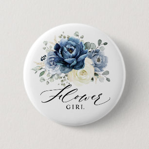 Dusty Blue Navy Champagne Ivory Flower Knapp