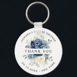 Dusty Blue Navy Champagne Ivory Möhippa Gift Nyckelring<br><div class="desc">Blåblå blommigt bröllop-gåva med elegant bukett av marinblått,  royal blått,  vitt,  guld,  champagne elfenben,   färg ro,  ranunkulusblomknoppar och sage grönt eucalyptus löv och elegant vattenfärgsbukett. Kontakta mig om du behöver hjälp med anpassning eller om du behöver någon annan produkt med den här designen.</div>