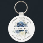 Dusty Blue Navy Champagne Ivory Möhippa Gift Nyckelring<br><div class="desc">Blåblå blommigt bröllop-gåva med elegant bukett av marinblått,  royal blått,  vitt,  guld,  champagne elfenben,   färg ro,  ranunkulusblomknoppar och sage grönt eucalyptus löv och elegant vattenfärgsbukett. Kontakta mig om du behöver hjälp med anpassning eller om du behöver någon annan produkt med den här designen.</div>