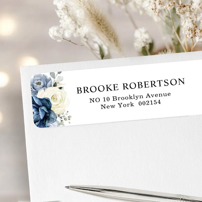 Dusty Blue Navy Champagne Ivory Returadress Etikett (Dusty Blue Navy Champagne Ivory Return Address Label)