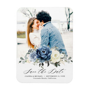 Dusty Blue Navy Champagne Ivory Spara datumet Magnet