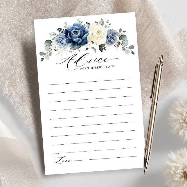 Dusty Blue Navy Champagne Möhippa Advice (Dusty Blue Navy Champagne Bridal Shower Advice card)