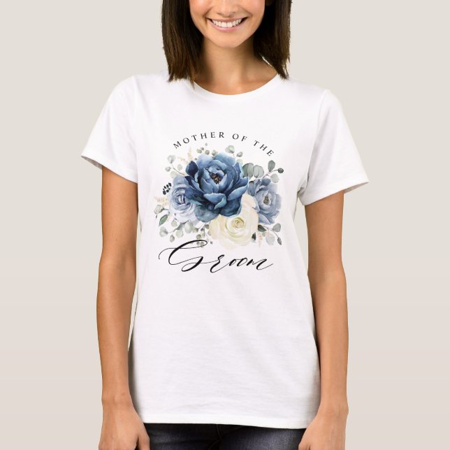 Dusty Blue Navy Champagne Mor i Groom T Shirt (Framsida)