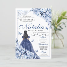 Dusty Blue Navy Flowers Tiara Quinceañera