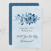 Dusty Blue Navy Peony kommer du bli min bridesmaid