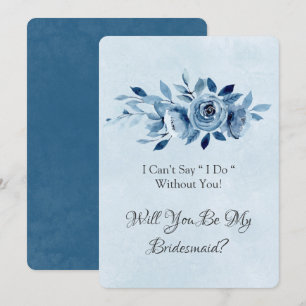 Dusty Blue Navy Peony kommer du bli min bridesmaid Inbjudningar