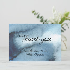 Dusty Blue Navy Vattencolor Tack Kort