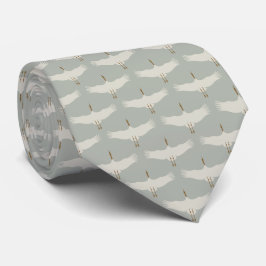 Dusty Blue Neutralt Birds Cranes Art Deco Mönster Slips