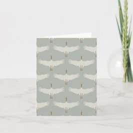 Dusty Blue Neutralt Birds Svanar Art Deco Monogram Kort