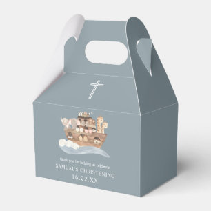 Dusty Blue Noahs Ark Christening Gable Presentaskar