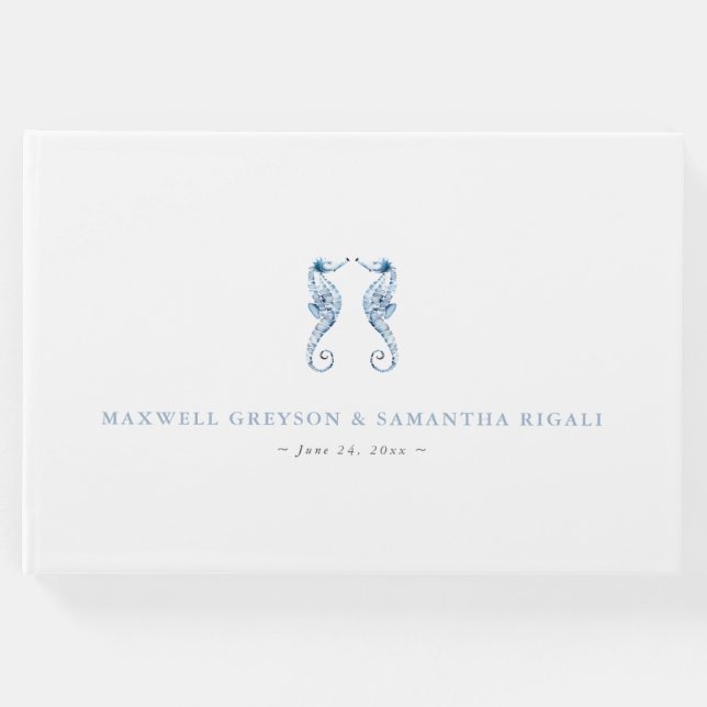 Dusty Blue Ocean Bröllop Guest Bok (Framsida)