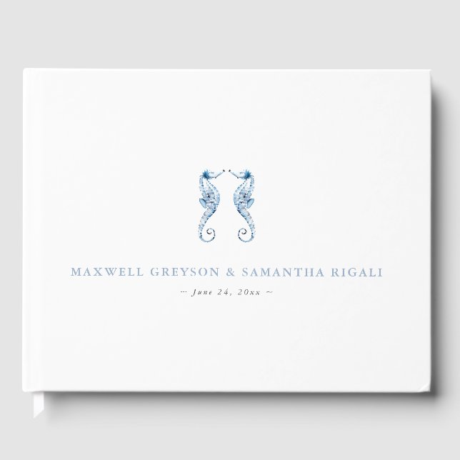 Dusty Blue Ocean Bröllop Guest Bok (Framsida)