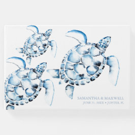 Dusty Blue Ocean Bröllop Guest Bok