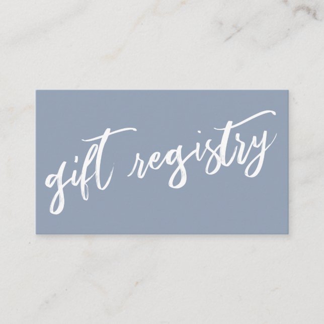 Dusty Blue och Avslappnad Handwrite Gift Registry Tilläggskort (Framsida)