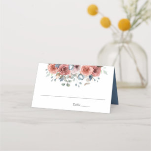 Dusty Blue och  Blissful Blommigt, Bröllop Placeringskort