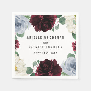 Dusty Blue och Burgundy Cranberry Fall Wedding Pappersservett