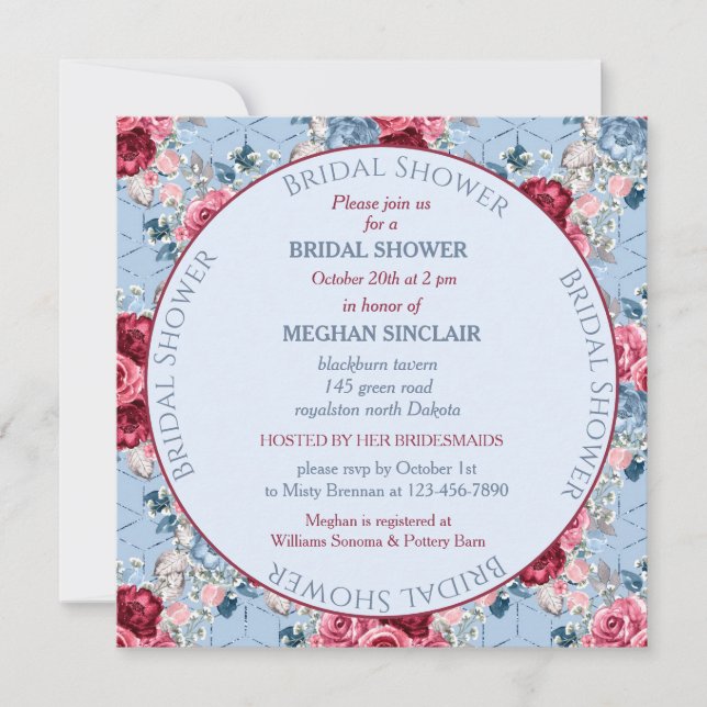 Dusty Blue och Burgundy Möhippa (Framsida)