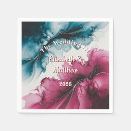 Dusty Blue och Burgundy Swirl Bröllop Pappersservett