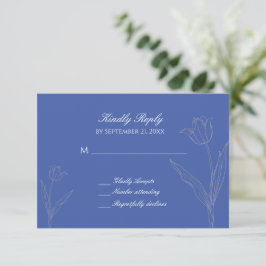 Dusty Blue och Grått Minimalist Tulip Bröllop OSA Kort